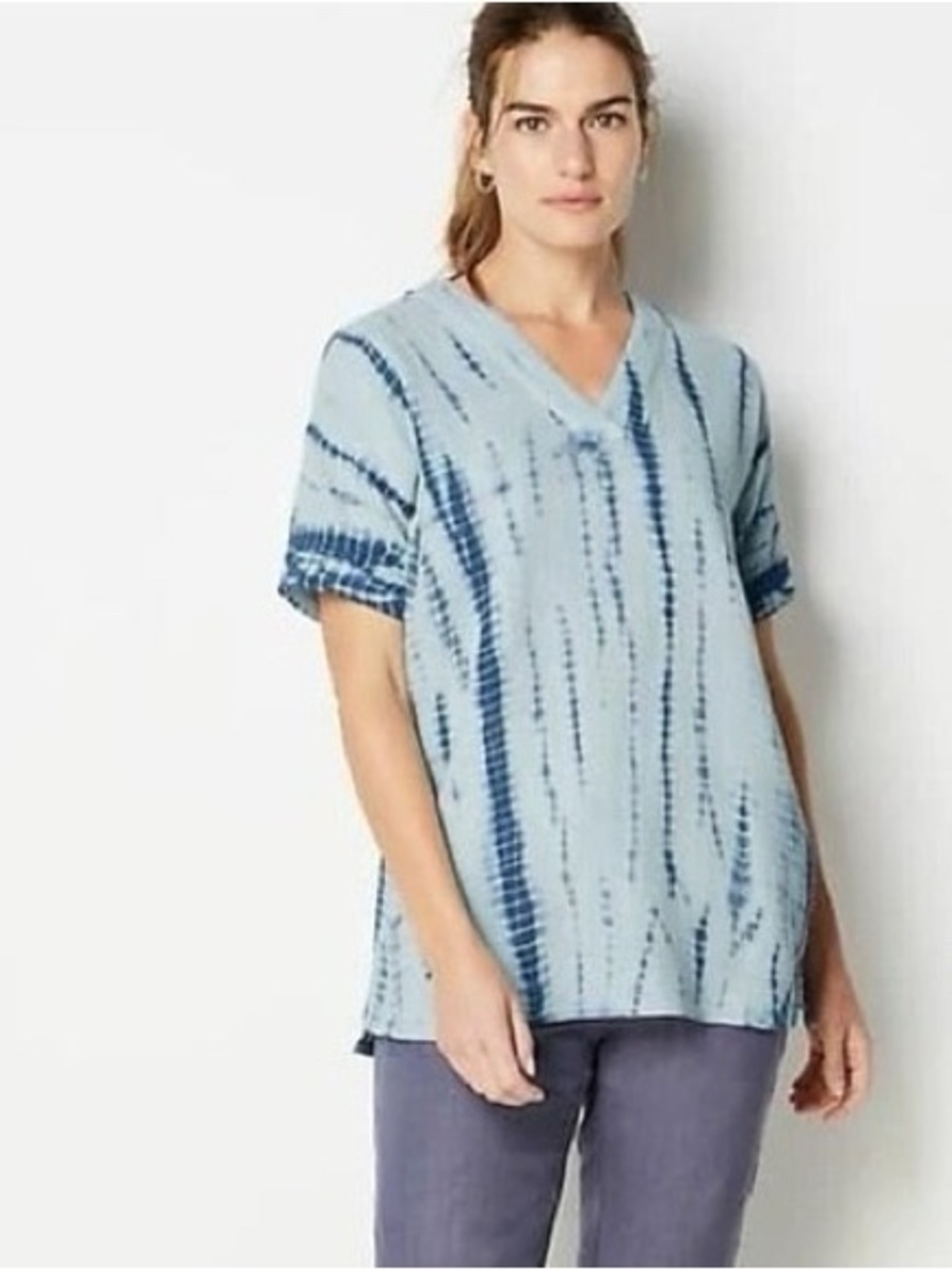 J. Jill Women’s Pure Jill Tie-Dye Crinkle Gauze Oversized Top. Size Medium.